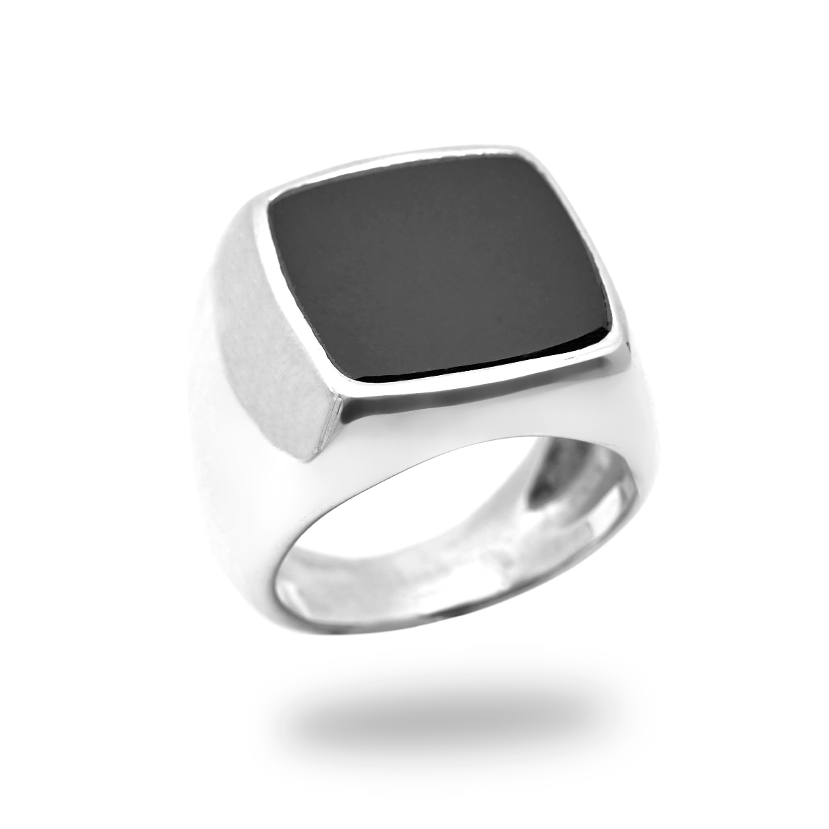 Bague onyx argent James chevalière